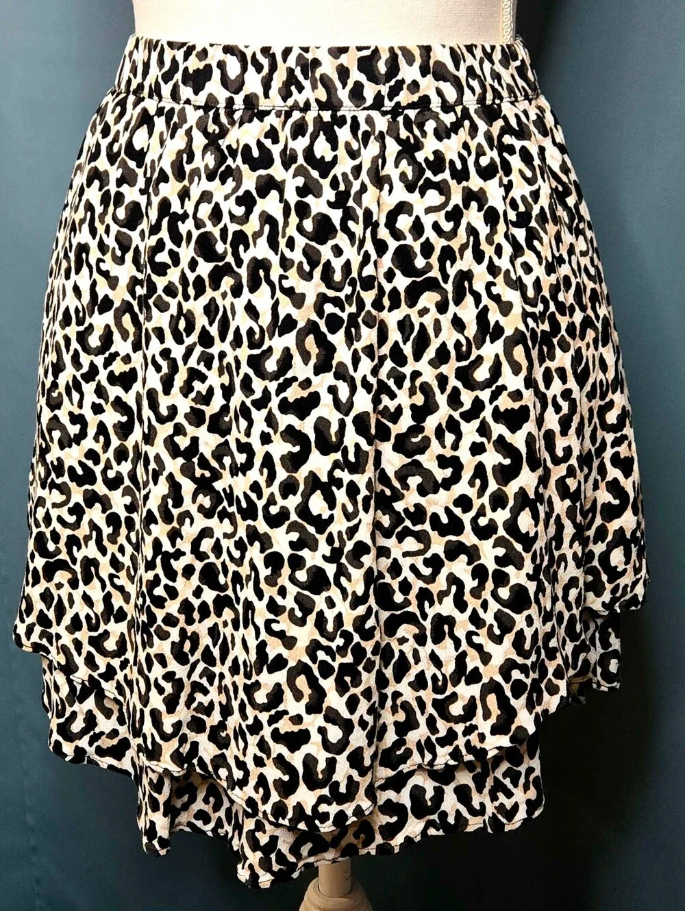 Banana Republic Leopard Cheetah Print Ruffle Tiered Skirt NWOT XS
